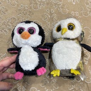Penguin and owl beanie boos